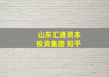 山东汇通资本投资集团 知乎